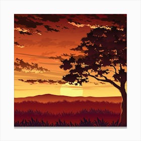 Sunset In The Savannah Canvas Print