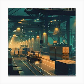 Industrial City At Night Canvas Print