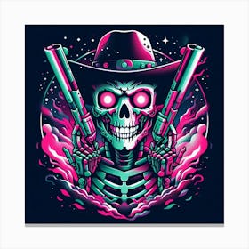 Skeleton With Guns Canvas Print