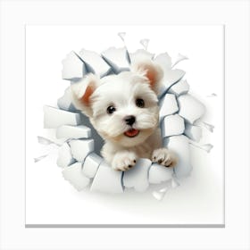 Puppy Through A Hole Canvas Print