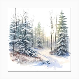 Watercolor Winter Scene Canvas Print