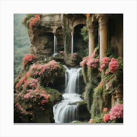 Waterfall In The Garden Canvas Print