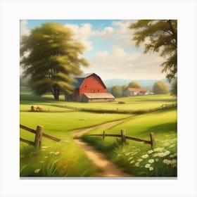 Peaceful Farm Meadow Landscape (9) Canvas Print
