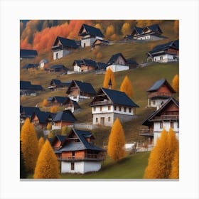 Autumn Village In Slovakia Canvas Print