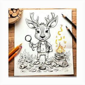 Deer With A Magnifying Glass 3 Canvas Print