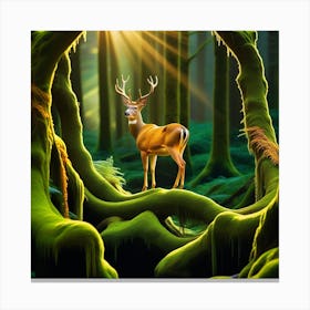 Deer In The Forest Canvas Print