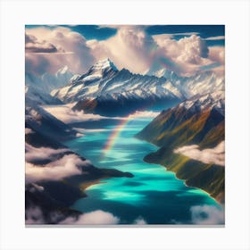 Rainbow Over Lake Canvas Print