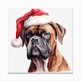 Boxer Dog With Santa Hat 8 Canvas Print