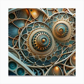 An intricate, detailed illustration of a complex mechanical structure. Canvas Print