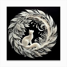 Paper Cut Art With Cat Canvas Print