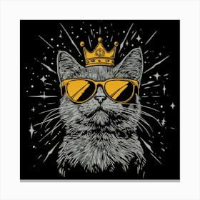 .Generated AI. Wall Art PrintDesign Featuring A Gray Cat With Golden 1 Canvas Print