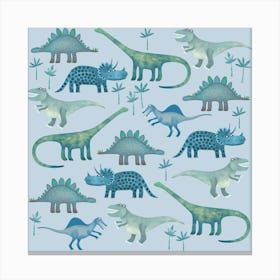 Dinosaurs Blue Canvas Print