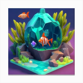 Low Poly Fish Tank Canvas Print