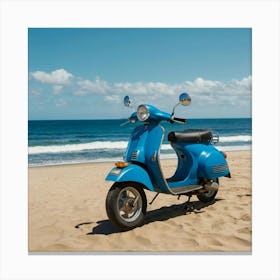 Vespa On The Beach 2 Canvas Print