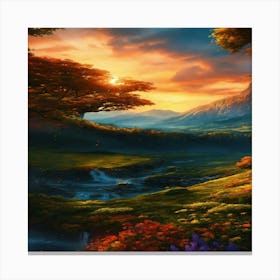 Sunset In The Forest 3 Canvas Print
