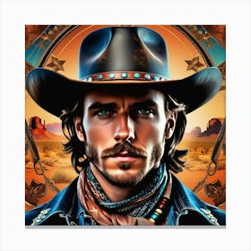 Cowboy In Hat 10 Canvas Print