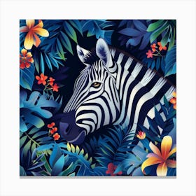 Zebra In The Jungle 4 Canvas Print