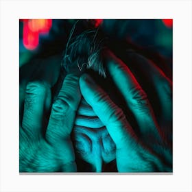 Man With His Hands Over His Head Canvas Print