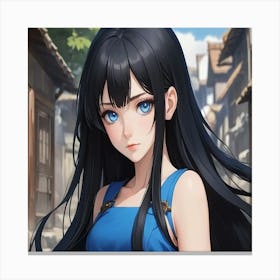 Anime Girl With Blue Dress Canvas Print