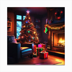 Christmas Tree In The Living Room 62 Canvas Print