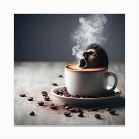 Coffee Cup With A Face Canvas Print