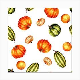 Pumpkins Seamless Pattern Canvas Print