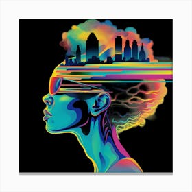 Cyberpunk woman with shades, art print Canvas Print