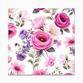 Pink Roses Wallpaper Canvas Print