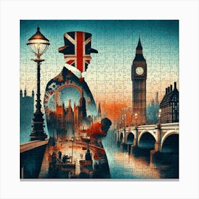 Abstract Puzzle Art English gentleman in London 8 Canvas Print