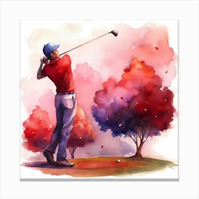 Golfer Playing Golf In Autumn Canvas Print