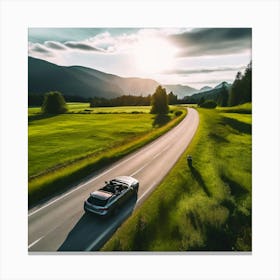 Vacation Drive Journey Tour Tourism Drone Route Enjoy People Happy Friends Female Down S (4) Canvas Print