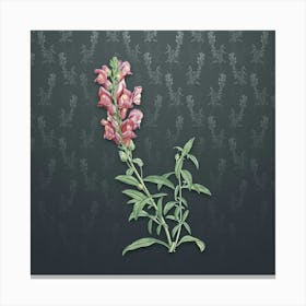 Vintage Red Dragon Flowers Botanical on Slate Gray Pattern n.1288 Canvas Print