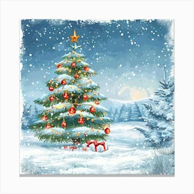 Christmas Tree In The Snow 2 Canvas Print