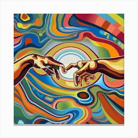 The Creation Of Adam Colourful Study Canvas Print