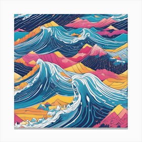 Minimalism Masterpiece, Trace In The Waves To Infinity + Fine Layered Texture + Complementary Cmyk C (1) Canvas Print