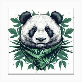 Panda Bear With Leaves 1 Canvas Print