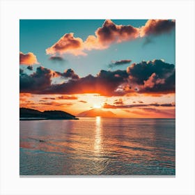 Sunset Over The Ocean Canvas Print