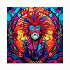 Stained Glass Skull 1 Canvas Print