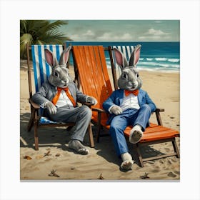 Rabbits On The Beach 2 Canvas Print