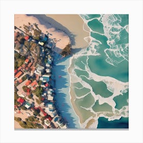 Aerial Beach View Watercolour Art Print 2 Canvas Print