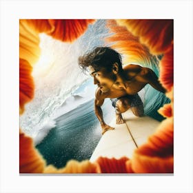 Surfer In The Ocean Canvas Print