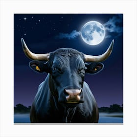 A Majestic Black Bull Wall Art Decoration Canvas Print