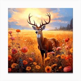 Deer In The Field 1 Canvas Print