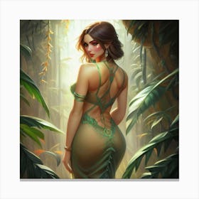 Sexy Woman In The Jungle Canvas Print