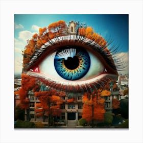 Firefly Surreal Building Sized Eye With Seasonal Layers 99815 Canvas Print