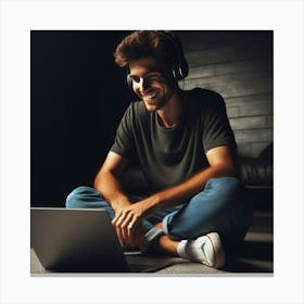 Young Man Listening To Music 1 Canvas Print