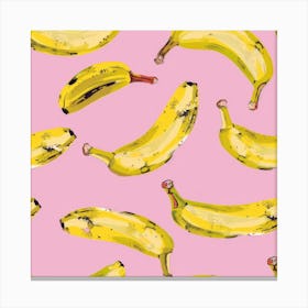 Bananas On Pink Background 5 Canvas Print