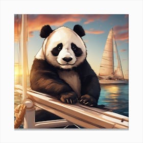 Panda Yacht Captain Canvas Print