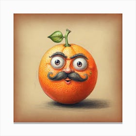 Orange With Mustache 3 Canvas Print