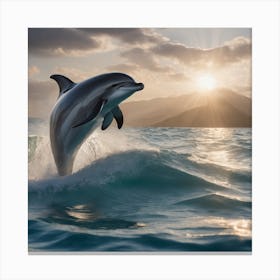 Dolphin Leaping Out Of The Water Canvas Print